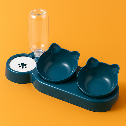 PurrFlow 3-in-1 Cat Feeder & Water Station