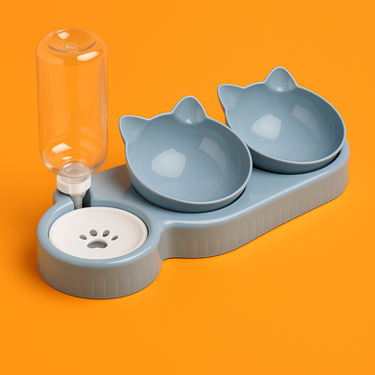 PurrFlow 3-in-1 Cat Feeder & Water Station