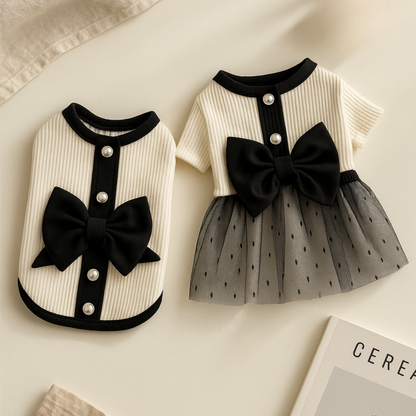Elegance Bow Lace Dog Dress