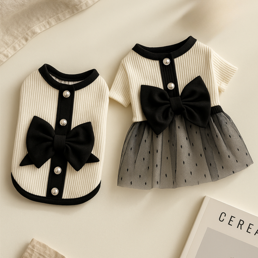 Elegance Bow Lace Dog Dress